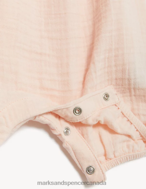 Marks and Spencer Canada - Baby Soft Peach Clothing Marks & Spencer Pure Cotton Broderie Romper 20VTD7751