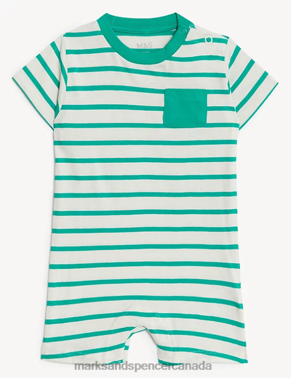 Baby Spearmint Clothing Marks & Spencer Pure Cotton Striped Romper 20VTD7508 - Marks and Spencer Canada locations