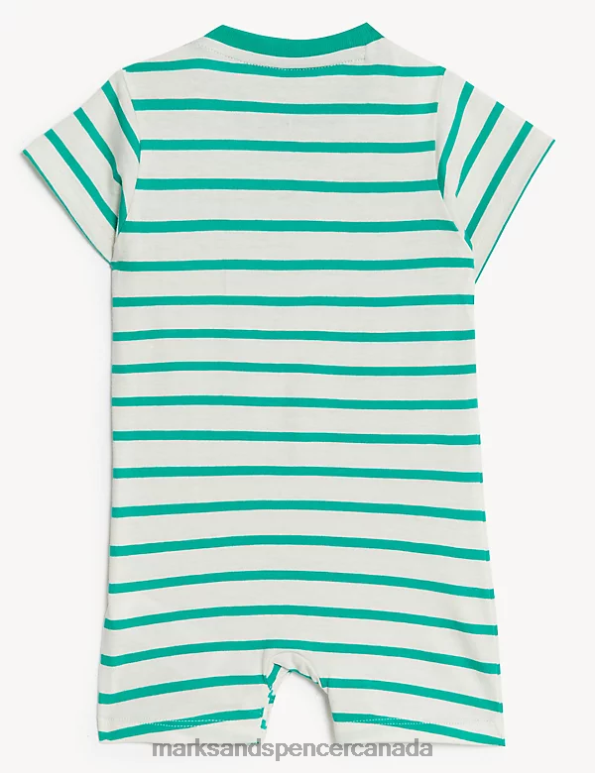 Baby Spearmint Clothing Marks & Spencer Pure Cotton Striped Romper 20VTD7508 - Marks and Spencer Canada locations