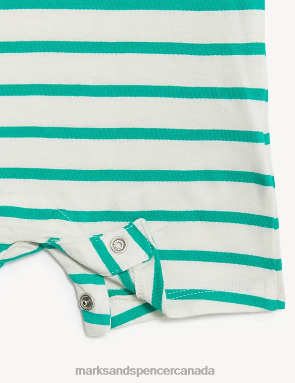 Baby Spearmint Clothing Marks & Spencer Pure Cotton Striped Romper 20VTD7508 - Marks and Spencer Canada locations