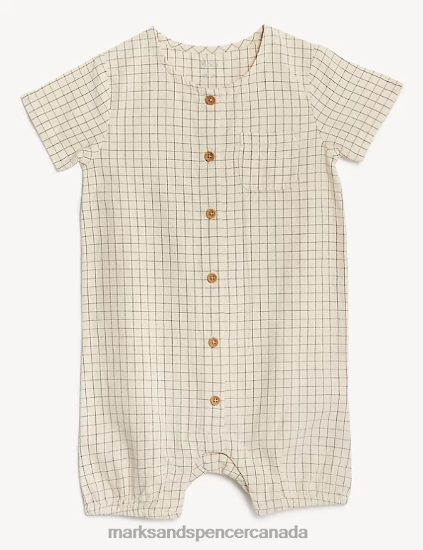 Marks and Spencer near me - Baby Stone Mix Clothing Marks & Spencer Pure Cotton Gingham Romper 20VTD7555