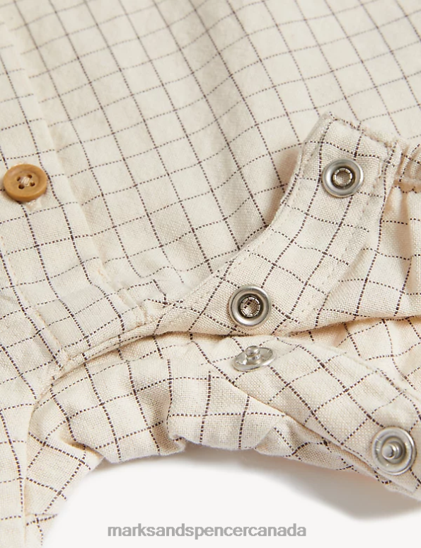 Marks and Spencer near me - Baby Stone Mix Clothing Marks & Spencer Pure Cotton Gingham Romper 20VTD7555