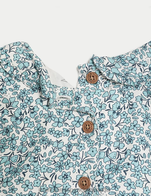 Marks and Spencer near me - Baby Teal Mix Clothing Marks & Spencer 2pc Cotton Rich Floral Outfit 20VTD7640