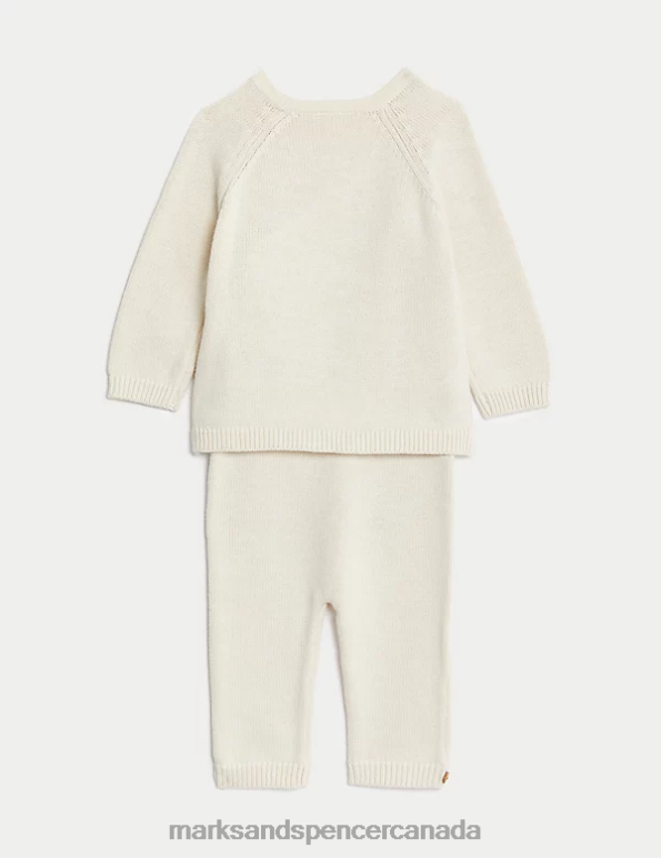 Marks and Spencer sale - Baby White Mix Clothing Marks & Spencer 2pc Pure Cotton Knitted Bear Outfit 20VTD7237