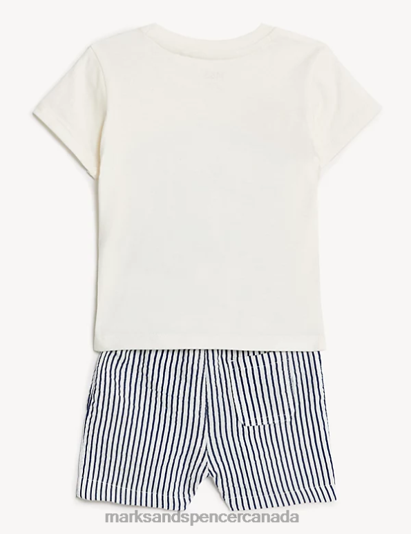 Marks and Spencer Canada - Baby White Mix Clothing Marks & Spencer 2pc Pure Cotton Slogan Outfit 20VTD7427