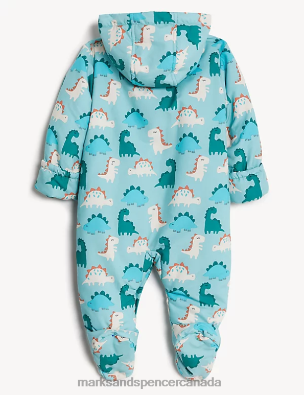 Baby Teal Mix Clothing Marks & Spencer Hooded Dinosaur Print Snowsuit 20VTD7395 - Marks and Spencer Canada locations