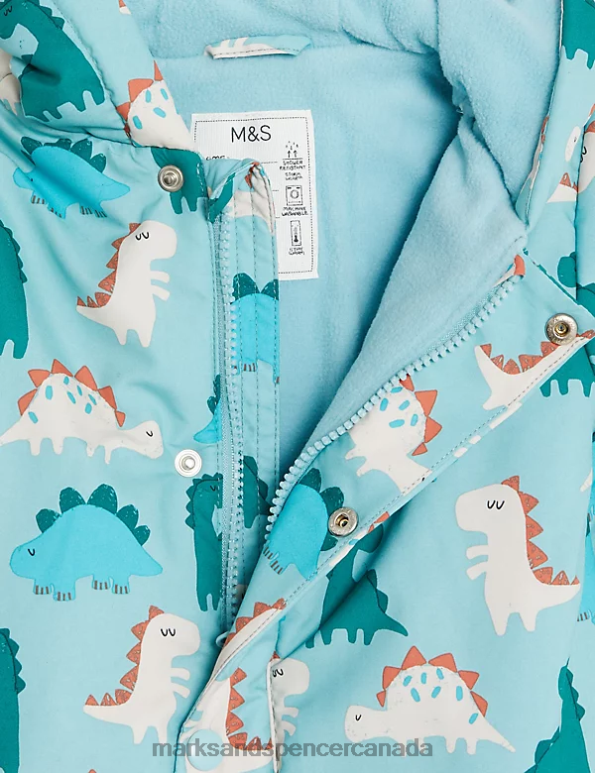 Baby Teal Mix Clothing Marks & Spencer Hooded Dinosaur Print Snowsuit 20VTD7395 - Marks and Spencer Canada locations