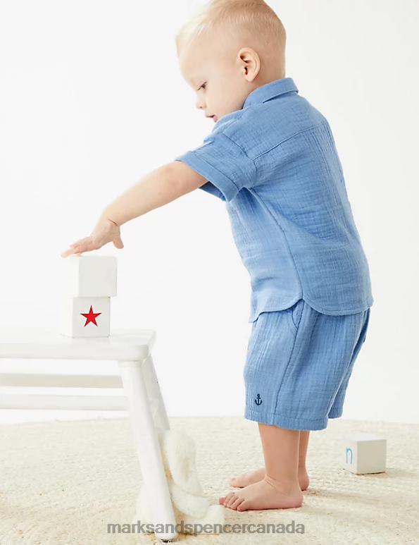 Marks and Spencer Canada - Baby Blue Mix Clothing Marks & Spencer Pure Cotton Shorts 20VTD7567
