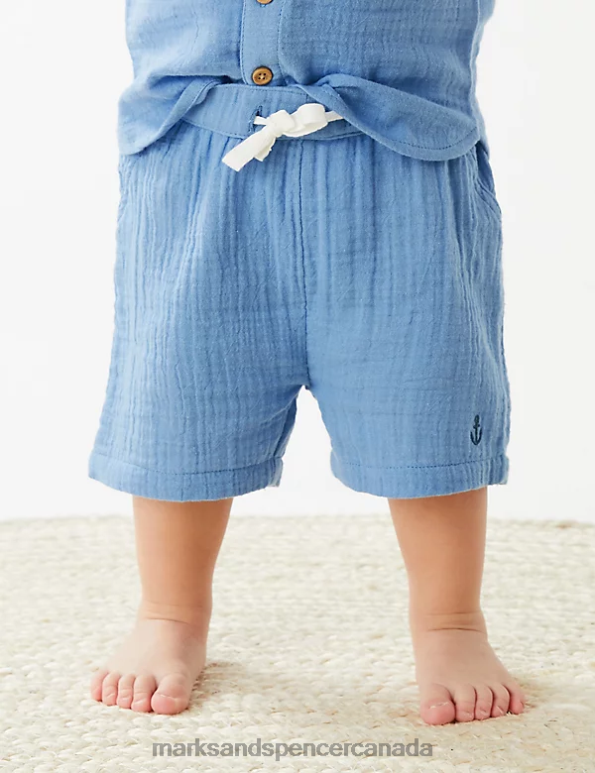 Marks and Spencer Canada - Baby Blue Mix Clothing Marks & Spencer Pure Cotton Shorts 20VTD7567
