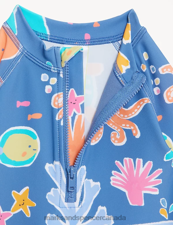 Baby Multi Clothing Marks & Spencer 2pc Sealife Swimsuit & Hat Set 20VTD12 - Marks and Spencer outlet