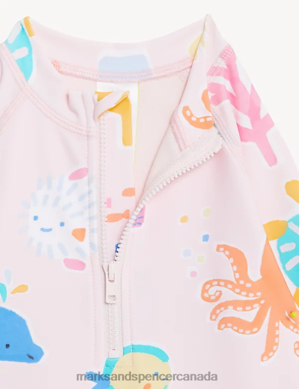 Baby Multi Clothing Marks & Spencer Sealife Long Sleeve Swimsuit & Hat Set 20VTD7747 - Marks and Spencer Canada locations