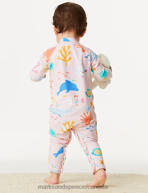 Baby Multi Clothing Marks & Spencer Sealife Long Sleeve Swimsuit & Hat Set 20VTD7747 - Marks and Spencer Canada locations