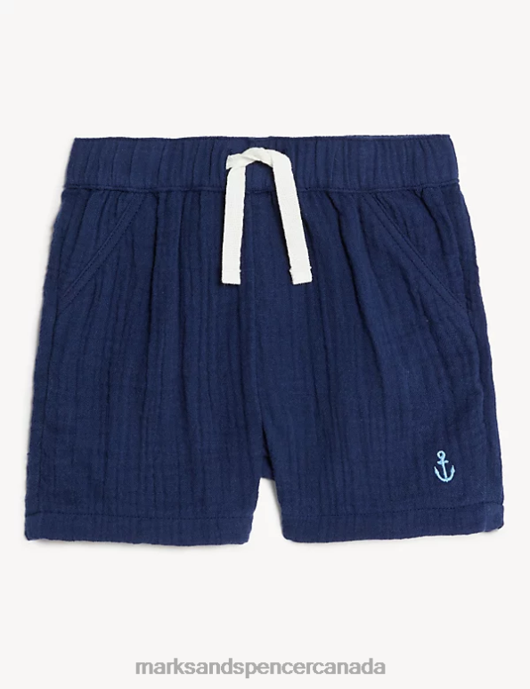 Marks and Spencer Canada - Baby Navy Clothing Marks & Spencer Pure Cotton Shorts 20VTD7772