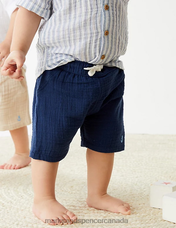 Marks and Spencer Canada - Baby Navy Clothing Marks & Spencer Pure Cotton Shorts 20VTD7772