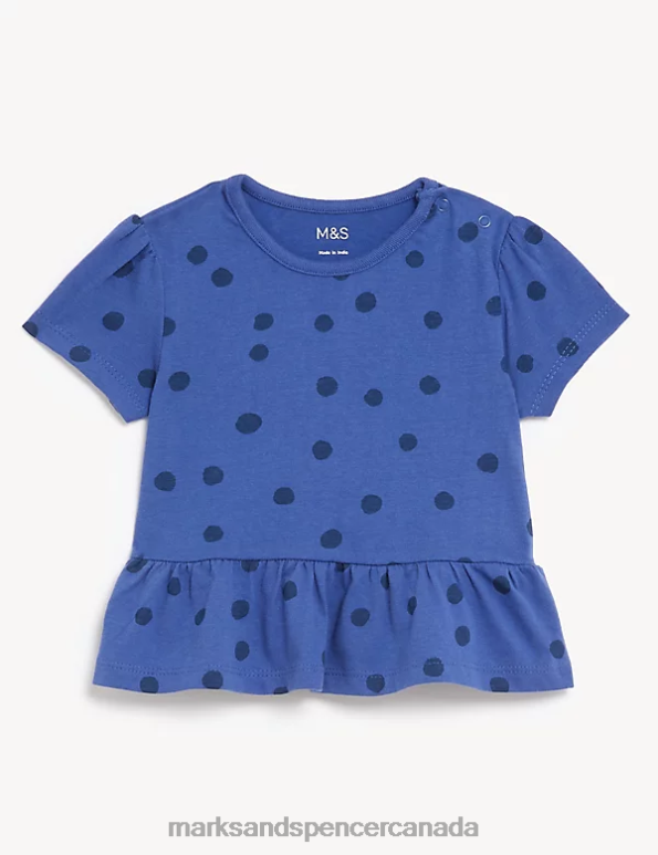 Baby Blue Clothing Marks & Spencer Pure Cotton Spot T-Shirt 20VTD7734 - Marks and Spencer outlet