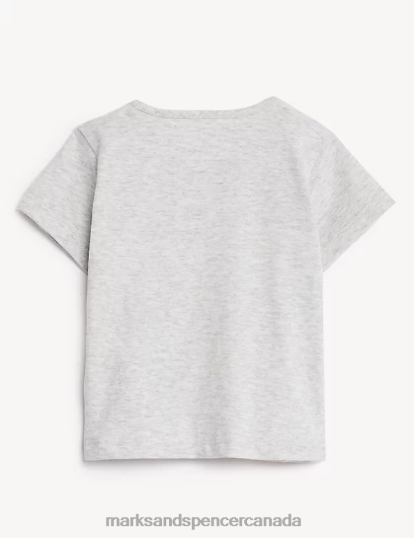 Baby Grey Marl Clothing Marks & Spencer Pure Cotton Dinosaur T-Shirt 20VTD7574 - Marks and Spencer online