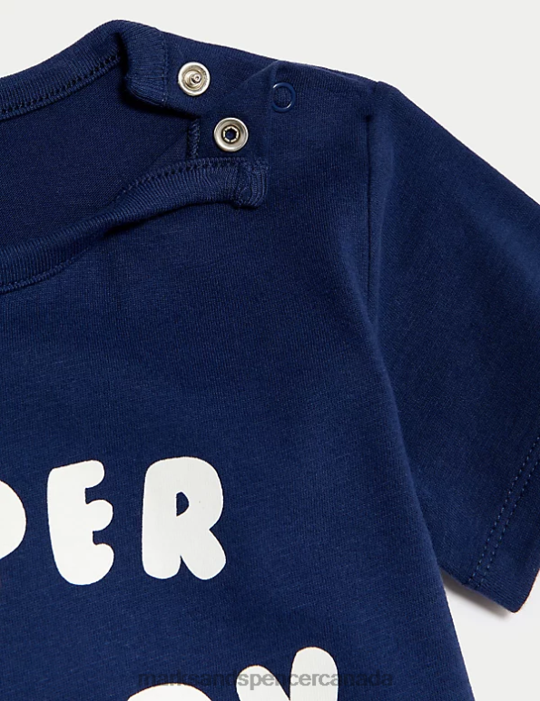 Marks and Spencer Canada - Baby Indigo Clothing Marks & Spencer Pure Cotton Super Happy Slogan T-Shirt 20VTD7441