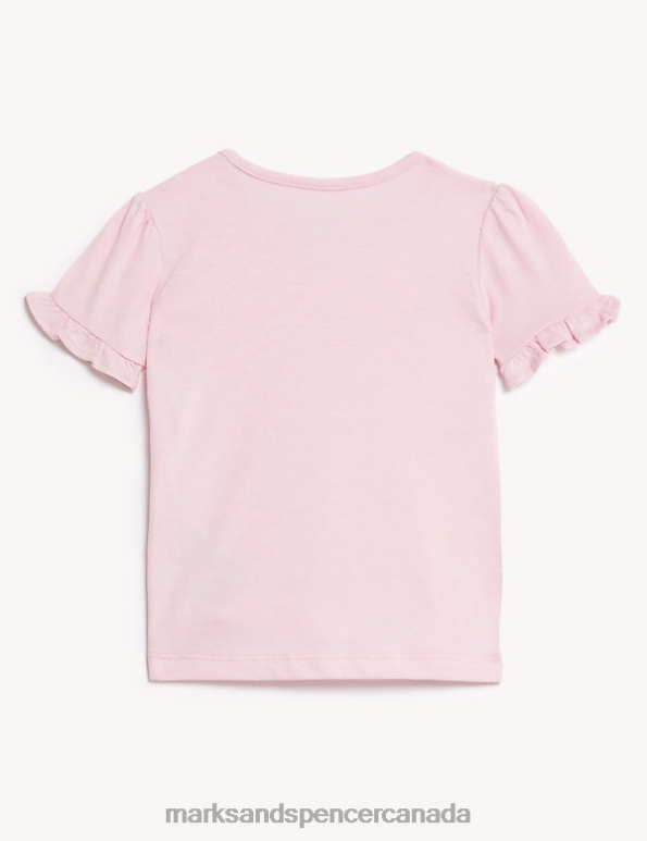 Baby Light Pink Clothing Marks & Spencer Pure Cotton Frill T-Shirt 20VTD7993 - Marks and Spencer online