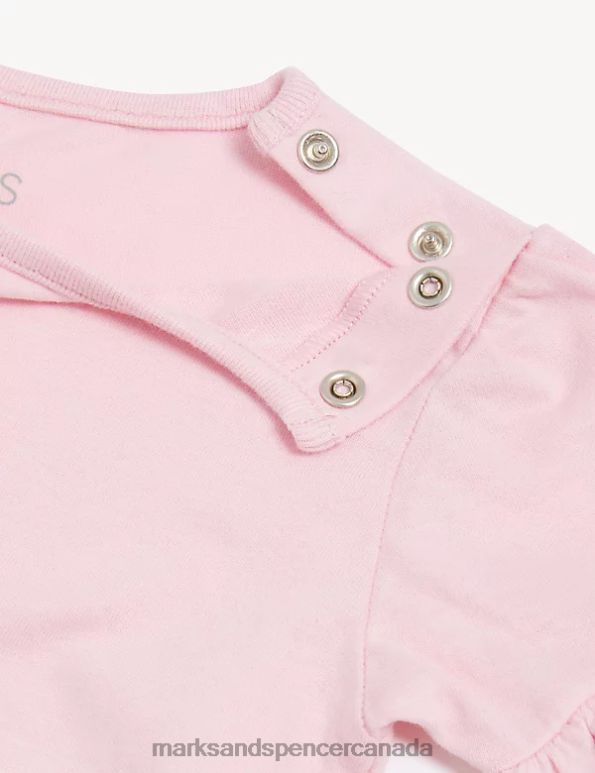 Baby Light Pink Clothing Marks & Spencer Pure Cotton Frill T-Shirt 20VTD7993 - Marks and Spencer online