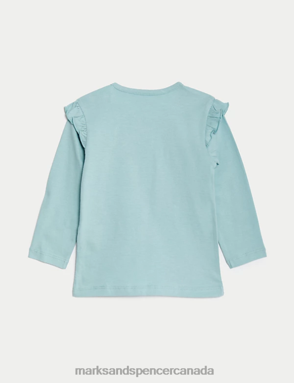 Marks and Spencer Canada - Baby Light Teal Clothing Marks & Spencer Pure Cotton Slogan Top 20VTD7679