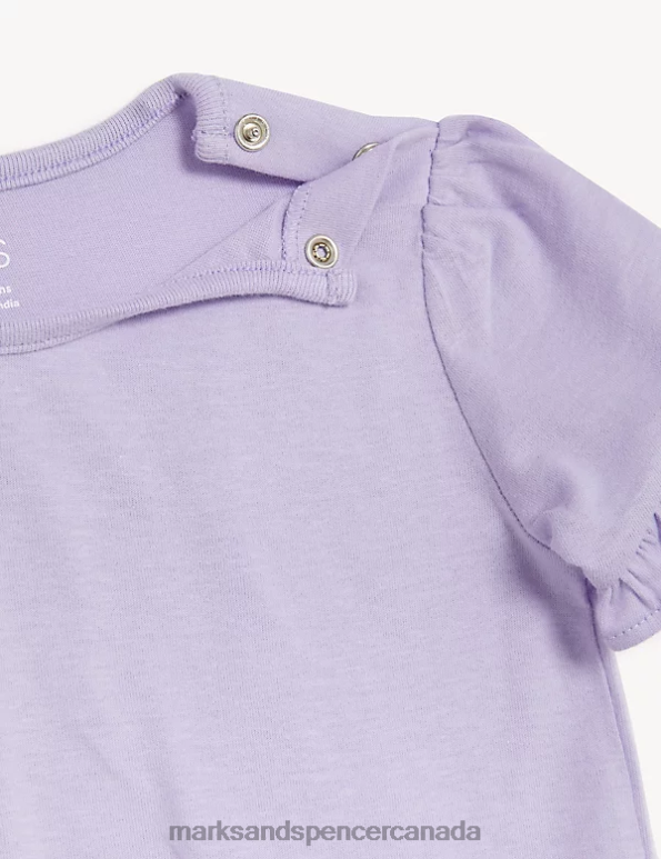 Marks and Spencer Canada - Baby Lilac Clothing Marks & Spencer Pure Cotton Frill T-Shirt 20VTD7771