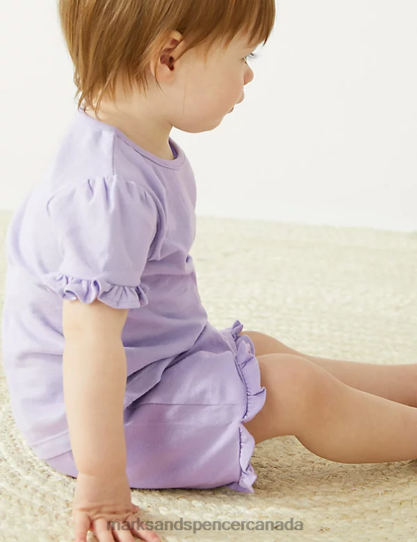 Marks and Spencer Canada - Baby Lilac Clothing Marks & Spencer Pure Cotton Frill T-Shirt 20VTD7771