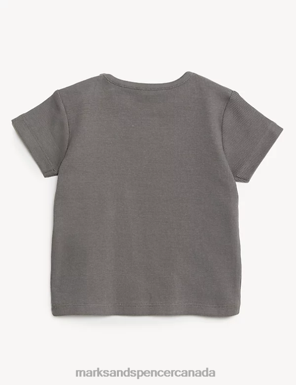 Baby Medium Grey Clothing Marks & Spencer Cotton Rich Bear T-Shirt 20VTD7401 - Marks and Spencer Canada locations