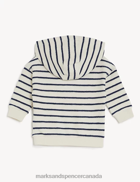 Marks and Spencer near me - Baby Multi Clothing Marks & Spencer Cotton Rich Hooded Striped Sweater 20VTD7297