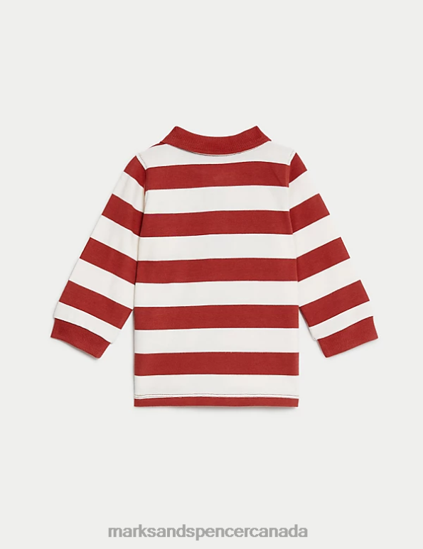 Marks and Spencer sale - Baby Red Mix Clothing Marks & Spencer Pure Cotton Striped Top 20VTD7561