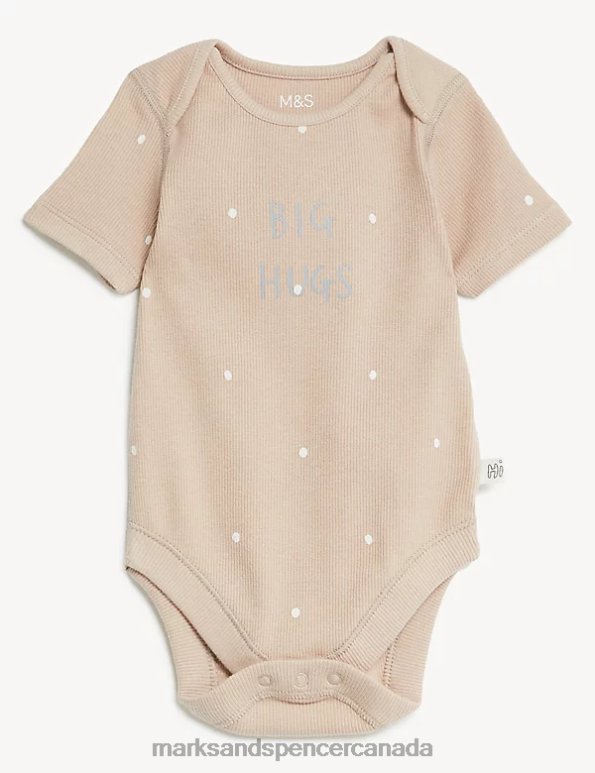 Unisex Biscuit Clothing Marks & Spencer Cotton Rich Spot Big Hugs Slogan Bodysuit 20VTD7491 - Marks and Spencer online