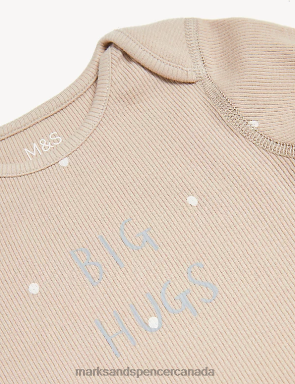 Unisex Biscuit Clothing Marks & Spencer Cotton Rich Spot Big Hugs Slogan Bodysuit 20VTD7491 - Marks and Spencer online