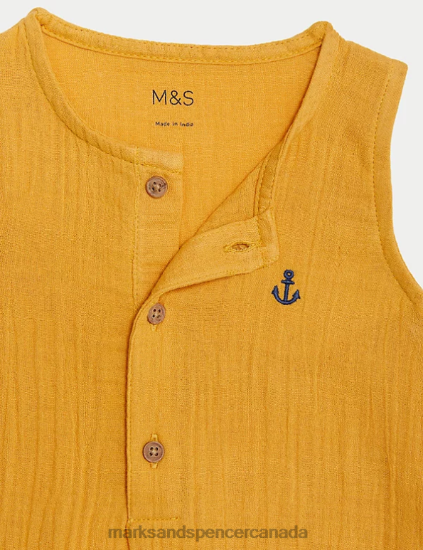 Unisex Copper Tan Clothing Marks & Spencer Pure Cotton Romper 20VTD7572 - Marks and Spencer outlet