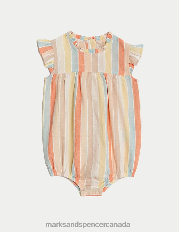 Unisex Multi Clothing Marks & Spencer Cotton Rich Striped Romper 20VTD7750 - Marks and Spencer outlet