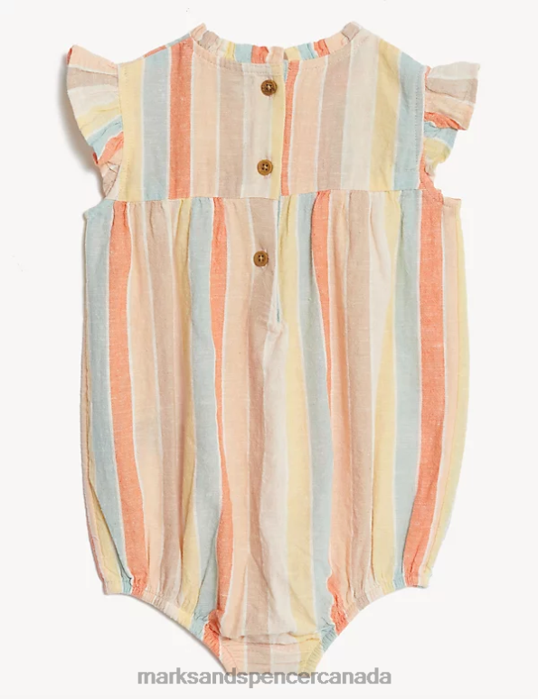 Unisex Multi Clothing Marks & Spencer Cotton Rich Striped Romper 20VTD7750 - Marks and Spencer outlet