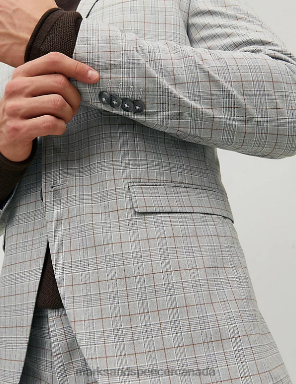 Unisex Grey Clothing Marks & Spencer Checked Single Breasted Blazer 20VTD5906 - Marks and Spencer online