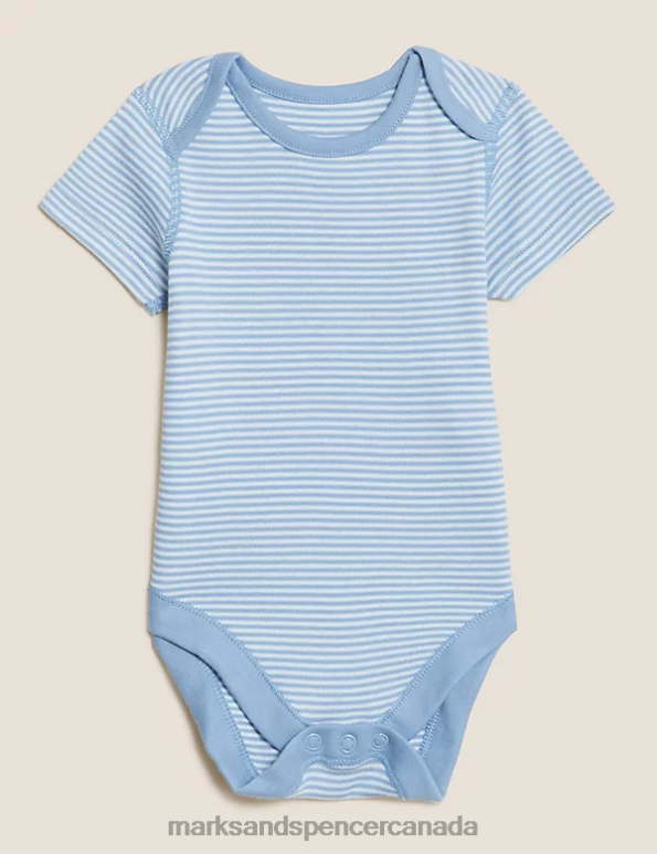 Marks and Spencer near me - Unisex Blue Mix Clothing Marks & Spencer 7pk Pure Cotton Bodysuits 20VTD7383