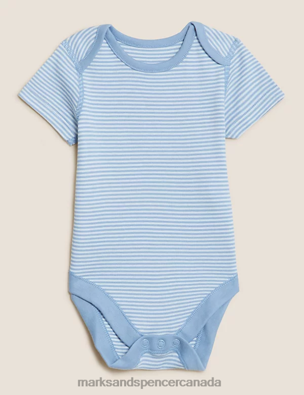 Marks and Spencer near me - Unisex Blue Mix Clothing Marks & Spencer 7pk Pure Cotton Bodysuits 20VTD7383