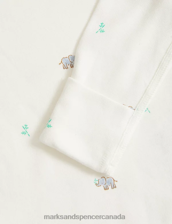 Unisex Ice Blue Clothing Marks & Spencer 3pk Pure Cotton Elephant Print Bodysuits 20VTD7493 - Marks and Spencer Canada locations