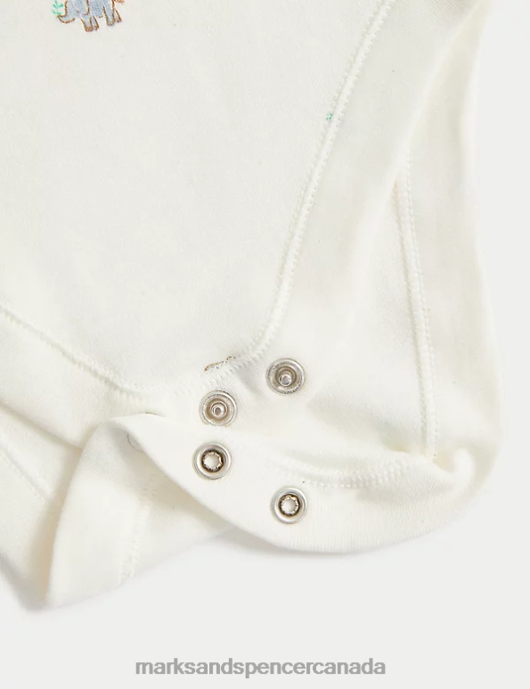 Unisex Ice Blue Clothing Marks & Spencer 3pk Pure Cotton Elephant Print Bodysuits 20VTD7493 - Marks and Spencer Canada locations