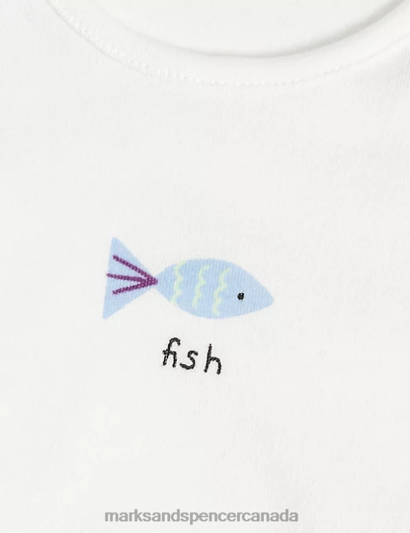 Unisex Ivory Mix Clothing Marks & Spencer 7pk Pure Cotton Printed Bodysuits 20VTD7487 - Marks and Spencer online