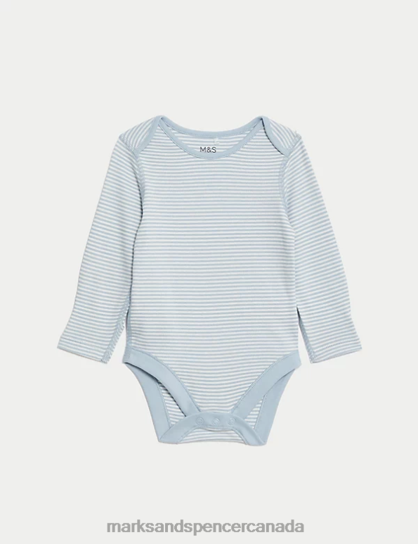 Unisex Multi Clothing Marks & Spencer 5pk Pure Cotton Striped Bodysuits 20VTD7504 - Marks and Spencer outlet