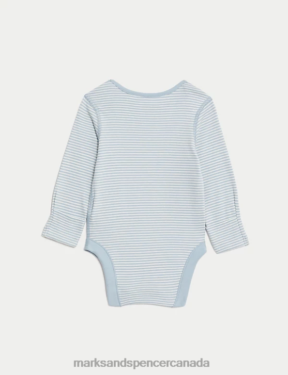 Unisex Multi Clothing Marks & Spencer 5pk Pure Cotton Striped Bodysuits 20VTD7504 - Marks and Spencer outlet