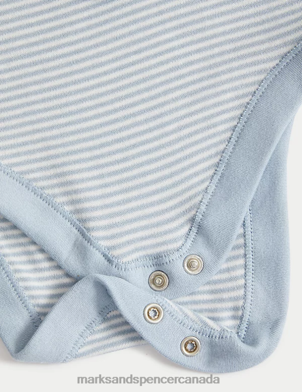 Unisex Multi Clothing Marks & Spencer 5pk Pure Cotton Striped Bodysuits 20VTD7504 - Marks and Spencer outlet