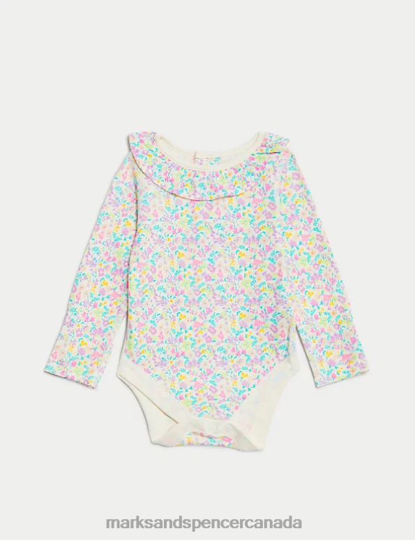 Marks and Spencer Canada - Unisex Pink/White Clothing Marks & Spencer 3pk Pure Cotton Frill Bodysuits 20VTD7611