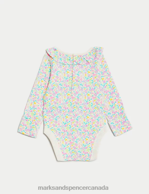 Marks and Spencer Canada - Unisex Pink/White Clothing Marks & Spencer 3pk Pure Cotton Frill Bodysuits 20VTD7611