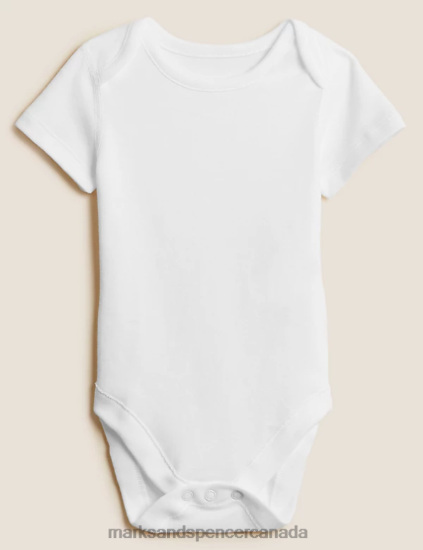 Marks and Spencer Canada - Unisex White Clothing Marks & Spencer 5pk Pure Cotton Bodysuits 20VTD7318