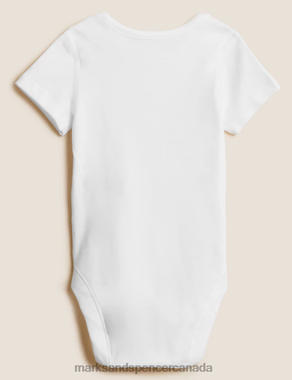 Marks and Spencer Canada - Unisex White Clothing Marks & Spencer 5pk Pure Cotton Bodysuits 20VTD7318