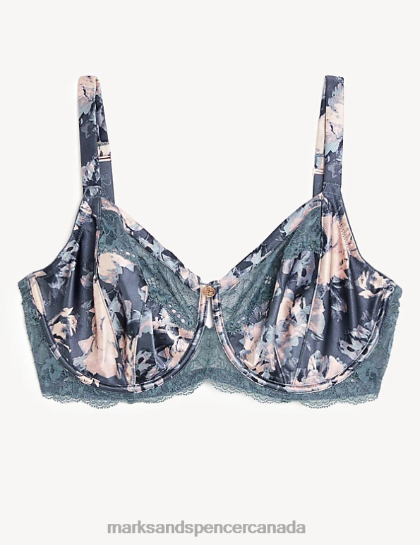 Unisex Air Force Blue Clothing Marks & Spencer Lunaria Silk Wired Minimiser Bra 20VTD3799 - Marks and Spencer online