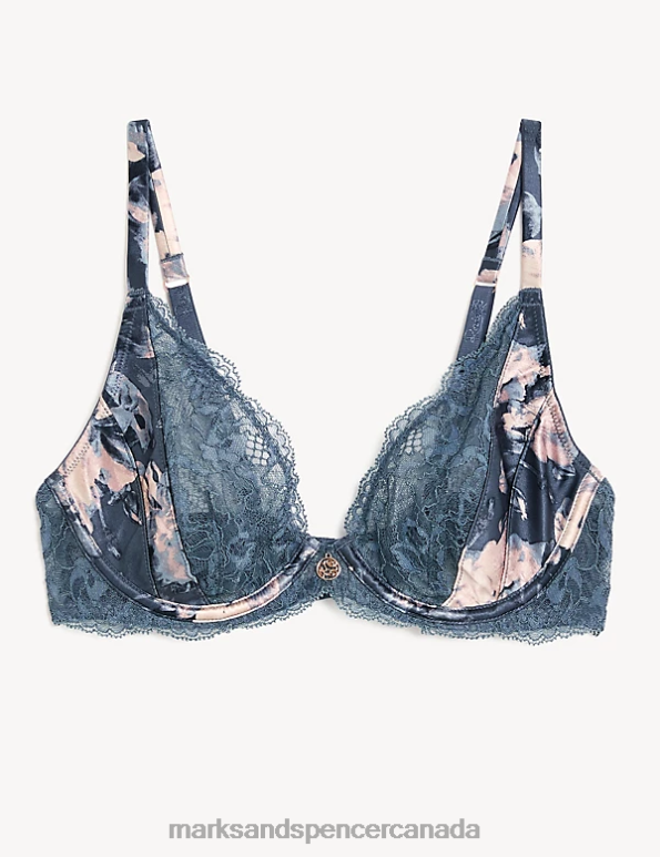 Marks and Spencer near me - Unisex Air Force Blue Clothing Marks & Spencer Lunaria Silk Wired Plunge Bra 20VTD3992