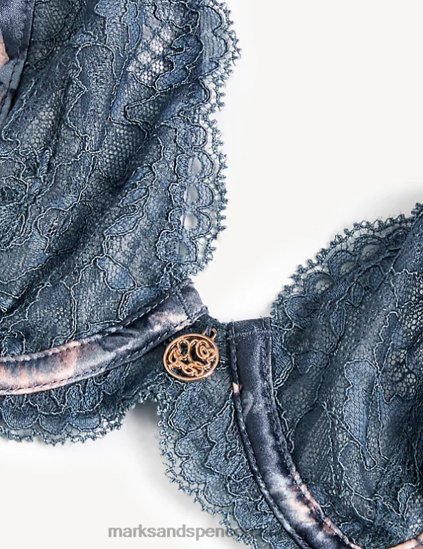 Marks and Spencer near me - Unisex Air Force Blue Clothing Marks & Spencer Lunaria Silk Wired Plunge Bra 20VTD3992